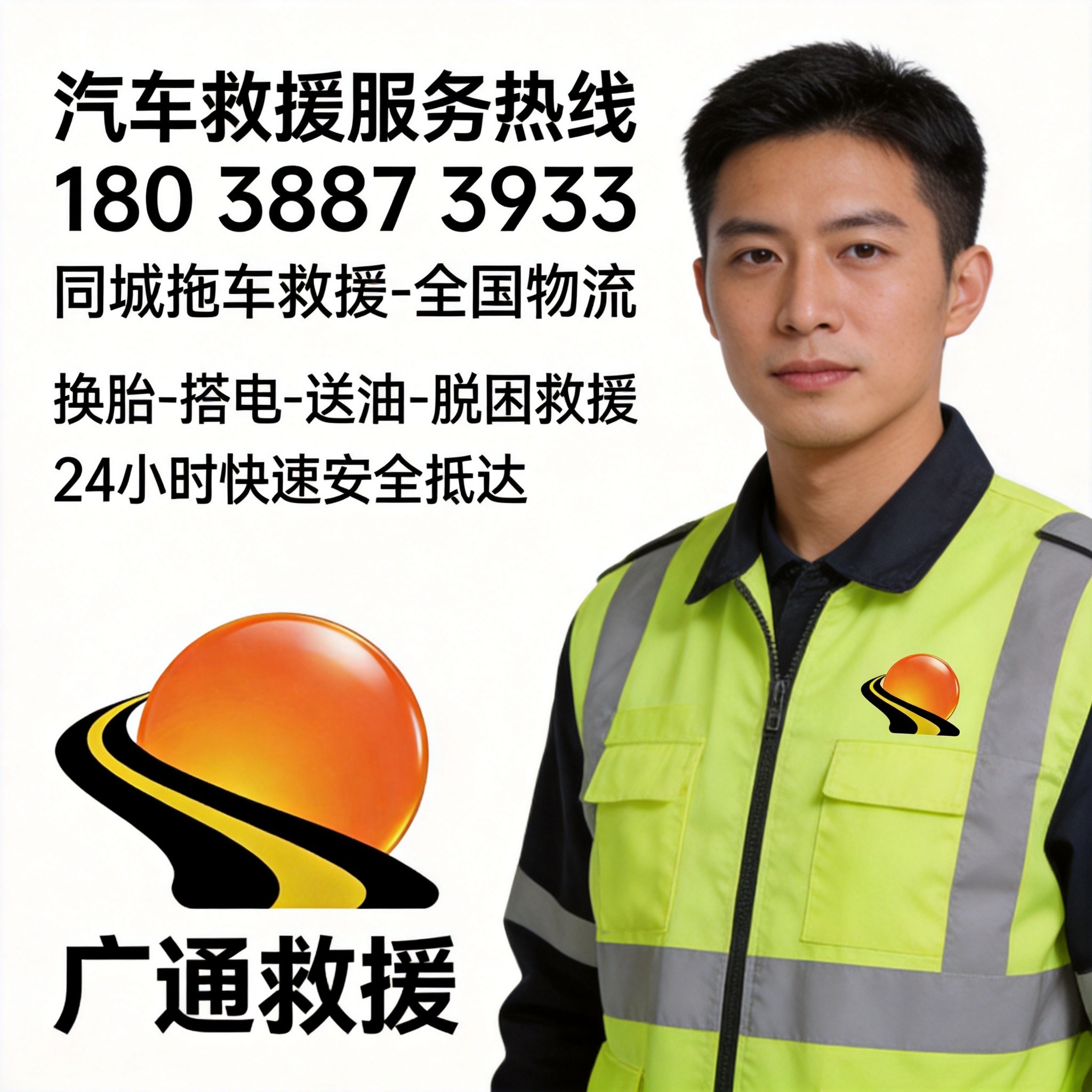 故障车辆平板托运救援过程
